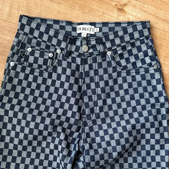 Fiorucci Women’s Blue Denim Checkered Jeans - Picture 2 of 6